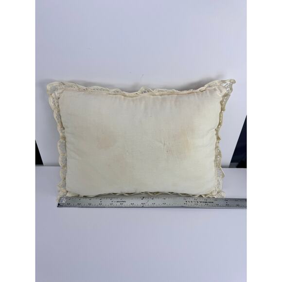 Vintage Lace Toss Pillow - Battenberg White Lace Pillow French Country Style - Picture 8 of 9